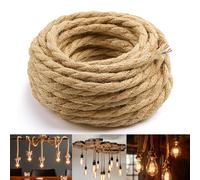 BrightArk Cable Trenzado Vintage 20M,Cable Electrico Cable 3 x 0,75mm² Cable Electrico 3 hilos Cable Lampara Techo Cable Trenzado Vintage Cable 3Hilos Cable Luz Electrica