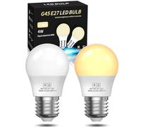 BrightArk E27 Globo bombilla LED G45, 4W e27 led G45 (Sustituye a 40W), 2 en 1 LED 400LM (4W) - 50LM (0.6W) 3000K blanco cálido, Golf E27 Mini Globo bombilla 2 piezas