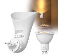 BrightArk GU10 Plugin Foco Uplighter, GU10 Led Aplique Lampada Pared con EU Enchufe para Dormitorio, Luz Cálida 3000k (LED Bombilla inclusa)