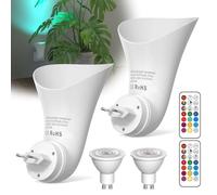 BrightArk GU10 RGB Plugin Foco Uplighter, GU10 Led Aplique Lampada Pared con EU Enchufe para Dormitorio, LED RGB Bombilla inclusa, 2 Unidades
