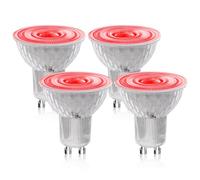 BrightArk GU10 Rojo LED Bombillas 5W, Rojoes MR16 50W Reemplazo de Halogéno para MR16 GU10, Ángulo de haz de 38 Grados para Lámparas de Lavado de pared y iluminación de Paisaje, 4-Paquetes