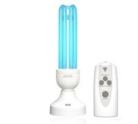 BrightArk Lámpara de Desinfección de Ozono 45W,Lámpara de Desinfección UV E27 con mando a distancia y temporizador,Lámpara Germicida con Luz de Ozono