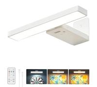 BrightArk Lámpara de Pared Recargable sin Cable para Cuadros, con Mando a Distancia, 3 Temperaturas de Color, Ángulo Ajustable, para Fotos y Diana de Dardos, Blanco