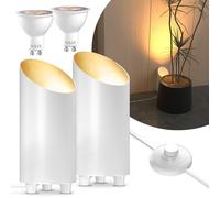BrightArk Led Uplight Spot 5W Radiador de Suelo Con Interruptor de Pie, Lámpara de Suelo para Iluminación Indirecta, Lámpara de Pie Incluida GU10 Lámpara Led con Luz Cálida 3000k, 2 Piezas