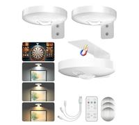 BrightArk Luz de Imagen Inalámbrica con Mando a Distancia, Lámparas de Pared Recargables con Control Remoto para Cuadros con Temporizador, 3 Colores y Brillo Ajustable, Hasta 50 Horas, 3-Unidades