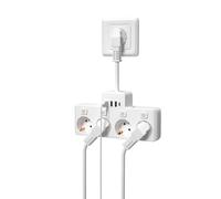 BrightArk Regletas Enchufes con Interruptor,Ladron Enchufes con Interruptor Adaptador Multitoma con 4 Tomas y 3 USB, 1 Tipo C, Extensión Conmutadas Individualmente con Cordón de 5cm