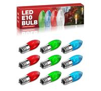 Brightark Rojo, Azul Y Verde Juego de Bombillas para El Árbol de Navidad Velas Luces de Hadas, Vela Luz Arco Bombilla E10 para Interior Luces de Hadas Árbol de Navidad, Navidad Limitada 0.2W, 9 Piezas