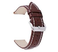 Brightassistant Banda de cuero Reloj de 14-24mm Banda de reloj de mechón de hebilla de metal plateado, Cafe Blanco, 22mm