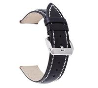 Brightassistant Banda de cuero Reloj de 14-24mm Banda de reloj de mechón de hebilla de metal plateado, Blanco negro, 14mm