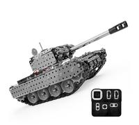 BrightBud Maqueta de armadura teledirigida, modelo 3D de metal, tanques RC con mando a distancia de 10 canales, 2,4 GHz, tanque militar WW2, 956 piezas
