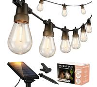 Brightech Ambience Pro - Cadena de luces impermeables y solares para exteriores - Bombillas Edison vintage de 48 pies que crean un ambiente bistró en su patio - Grado comercial, irrompible