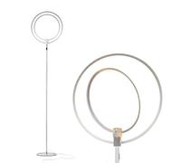 Brightech Eclipse Modern LED Torchiere Lámpara de pie - Brillo muy alto, Lámpara de interior - Luz de pie para sala de estar - Alternativa a halógeno - Atenuador táctil integrado - Plateado