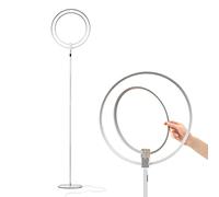 Brightech Eclipse Modern LED Torchiere Lámpara de pie - Brillo muy alto, Lámpara de interior - Luz de pie para sala de estar - Alternativa a halógeno - Atenuador táctil integrado - Plateado
