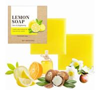 Brightening*Glow Lemon Vitamin C Soap, Orange Vitamin C Glowing Soap, with Tea Tree Oil, Shea Butter, for Face & Body, for Hyperpigmentation, Refreshing and Moisturizing (3 PCS)