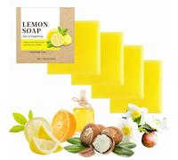 Brightening*Glow Lemon Vitamin C Soap, Orange Vitamin C Glowing Soap, with Tea Tree Oil, Shea Butter, for Face & Body, for Hyperpigmentation, Refreshing and Moisturizing (5 PCS)