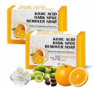 Brightening Lemon Turmeric Kojic Acid Soap, Kojic Acid Dark Spot Remover Soap, Orange Vitamin C Glowing Soap, for Rejuvenating, Hyperpigmentation & Exfoliating (2 PCS)