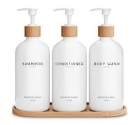 Brighter Barns - Juego de dispensador de champú y acondicionador blanco - Dispensador de ducha - Dispensador de champú acondicionador de gel corporal con bomba - Dispensador de jabón de ducha para