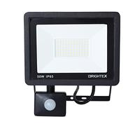 Brightex Foco LED de 50 W, blanco frío, 4500 lúmenes, IP65, sensor de movimiento de seguridad, foco de pared para exteriores, resistente al agua, para garaje, jardín, con sensor sensorial