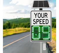 BrightFootBook Señal de Velocidad por Radar - Panel Solar de 60 W/70 W, indicador de Velocidad LED de Banda K de 24 GHz, IP56 Resistente a la Intemperie, detección de 0 a 480 km/h White-20×28in