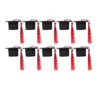 BRIGHTFUFU 10 Mini Birretes Rojos de Graduación para Decoración de Pasteles y Fiestas, Ligeros Poliéster, Perfectos para Adornar Postres y Celebraciones