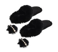 BRIGHTFUFU 1par Calentadores De Zapatos Forrados De Felpa Forros Extraíbles Para Invierno Protección Versátil y Cómoda Para Actividades Al Aire Talla Incluye Pompones Negros