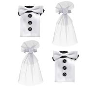 BRIGHTFUFU 2 Pares Fundas para Botellas de Vino Boda, Fundas Decorativas de Tela sin Olor, Diseño Vestidos Novia y Novio, Reutilizables y Lavables, Adecuado Obsequio Aniversario y Decoración