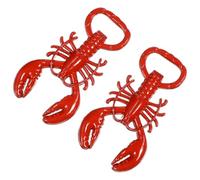 BRIGHTFUFU 2 piezas Abridor de Botellas de Aleación Metálica Zinc Diseño Creativo Langosta Roja Portátil para Cerveza y Envases Fácil Limpieza y Uso Hogar y Bar