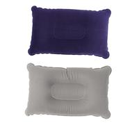 BRIGHTFUFU 2 Piezas Almohadas Inflables Ultraligeras de PVC con Flocado de Cojines Portátiles para Cuello Soporte Cervical para Camping y Senderismo Colores Gris