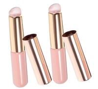 BRIGHTFUFU 2 piezas Cepillo Labial de Silicona Aplicador Portátil para Maquillaje de Labios y Corrector Diseño Redondo Preciso para Acabado Profesional Accesorio Maquillaje Rosa