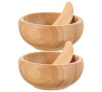 BRIGHTFUFU 2 Piezas Tazones de Bambú para Mascarillas Faciales Cuencos Redondos para Mezclar Ingredientes Uniformemente Herramienta DIY para Cuidado Piel Casa y Viaje Compactos y Fáciles de