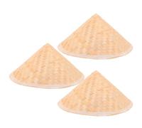 BRIGHTFUFU 3 Sombreros Cónicos de Bambú, Transpirables para Protección Solar, Ideales para Actividades Artísticas y Disfraces Tradicionales Asiáticos