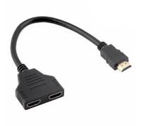 BRIGHTFUFU Adaptador Divisor de Vídeo de Alta Definición 1080p de 1 Entrada y 2 Salidas para Consola de Juegos y Pantalla Lcd, Color Negro, Material Abs, Fácil de Usar