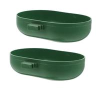 BRIGHTFUFU Bañera Pajaros Jaula de Plástico Verde Diseño de Gancho, Cuenca de Baño Multifuncional para Finches y Love Birds en Jaulas de Red, Pack de 2 Piezas