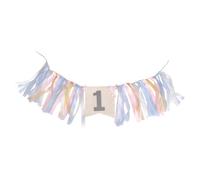 BRIGHTFUFU Banner Decorativo para Silla de Comedor Rosa y Azul para Fiesta Infantil, Banderines de Tela, Decoración para Cumpleaños, Pancarta Temática para Celebraciones y Eventos
