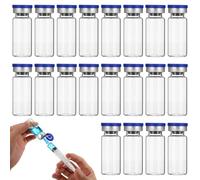 BRIGHTFUFU Botellas Pequeñas de Vidrio Transparente 10ml, 20 Piezas con Tapas Herméticas y Fondo Plano, Resistentes para Transporte y Uso en Laboratorio con Aceites Esenciales y Polvo