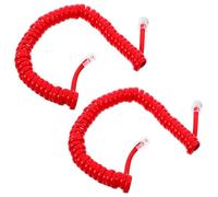 BRIGHTFUFU Cable Telefónico Espiral Rojo 2 Piezas para Teléfono Fijo, Accesorio de Telefonía Fija, Cable de Auricular Enrollado Compatible Línea Fija, Uso en Oficina y Hogar