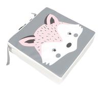 BRIGHTFUFU Cojín Elevador para Silla Infantil Antideslizante Funda Desmontable de Algodón y Lino, Asiento Grueso Transpirable para Pequeños, Adecuado para Comedor y Tronas, Diseño de Zorrito