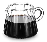 BRIGHTFUFU Jarra de Vidrio de Borosilicato 200 Ml, Taza Transparente para Espumar Leche con Vertedor Fino, Vaso de Leche Compacto 6x6,3 Cm para Hogar, Cafetería y Restaurante