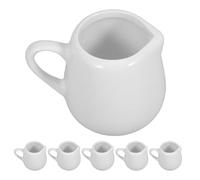 BRIGHTFUFU Jarra Pequeña de Cerámica de Color Blanco 50 Ml con Asa para Salsa y Crema, Mini Recipiente para Café y Condimentos, Set de 6 Piezas para Cocina, Restaurante y Servicio en Mesa