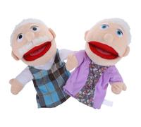 BRIGHTFUFU Marionetas de Mano Realistas de Abuelo y Abuela, Juguete Interactivo de Algodón PP para Contar Historias y Ejercitar la Sensibilidad, Pack de 2 Piezas