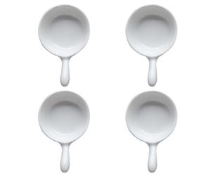 BRIGHTFUFU Platos de Salsa de Cerámica de Color Blanco con Asas, Mini Platos para Condimentos y Aperitivos, Juego de 4 Unidades, Resistentes al Agua, Aptos para Cocina y Servir Salsas