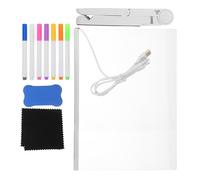 BRIGHTFUFU Tablero de Notas LED Acrílico 30x20 Cm Luz Led, Pizarra de Borrado en Seco Iluminada, Soporte Ajustable y 7 Bolígrafos de Colores para Dibujo y Mensajes Creativos