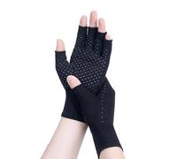 BrightGlow 2 pares de guantes de compresión para artrosis, guantes de ciclismo, guantes acolchados sin dedos, guantes de medio dedo, guantes antideslizantes para deportes al aire libre, Negro , XL