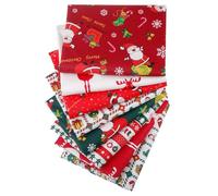 BrightGlow 8 telas navideñas de 50 x 50 cm, diseño navideño, tela de algodón para coser, tela de retales, estilo navideño, para Navidad, manualidades, costura