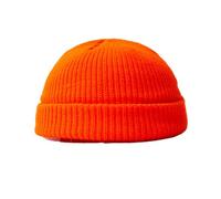 BrightGlow Gorro de invierno para hombre y mujer Trawler Beanie Watch Hat Roll-up Edge Skullcap Short Fischer Mütze mit Strickbündchen Beanie Mütze Warm Skimütze Acryl Strickmütze, naranja, Talla