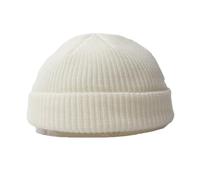BrightGlow Gorro de invierno para hombre y mujer Trawler Beanie Watch Hat Roll-up Edge Skullcap Short Fischer Mütze mit Strickbündchen Beanie Mütze Warm Skimütze Acryl Strickmütze, Blanco, Talla única
