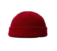 BrightGlow Gorro de invierno para hombre y mujer Trawler Beanie Watch Hat Roll-up Edge Skullcap Short Fischer Mütze mit Strickbündchen Beanie Mütze Warm Skimütze Acryl Strickmütze, Rojo n.º 1., Talla