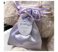 BrightGlow Mini bolsa de regalo de 15 x 15 cm, bonita bolsa de regalo con cordón, bolsa de satén, bolsa de regalo para caramelos, práctica caja de regalo para bodas, cumpleaños, festivales, violeta, 5