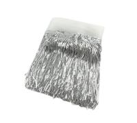 BrightGlow Ribete de flecos para coser, cadena de lentejuelas, 30 cm de ancho, cinta de flecos de The Yard Dance, flecos de lentejuelas, ribete para manualidades, ropa, plata, 1 yarda