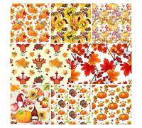 BrightGlow Tela de Acción de Gracias Patchwork Fat Quarter Bundles Tela de Calabaza Tela Otoño para Coser Tela de Acción de Gracias Paquetes de Tela Estampada Paquetes de Tela Estampada Juegos para